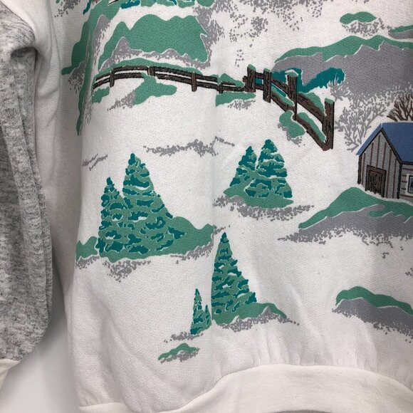 Vintage Petite Winter Snowy hill landscape festive high neck pullover sweatshirt - Picture 10 of 16